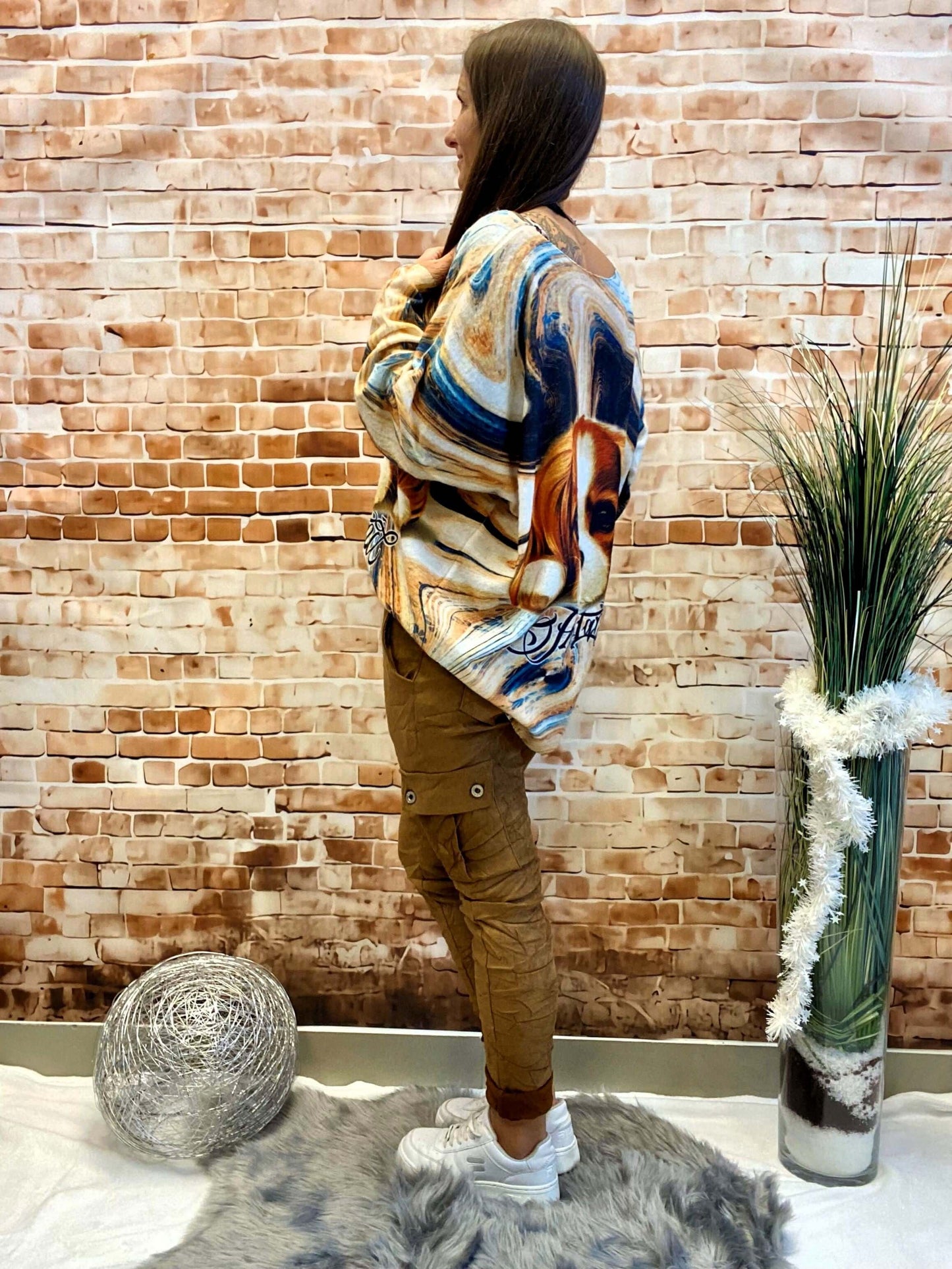 Weiches Langarmshirt mit Hundemotiv