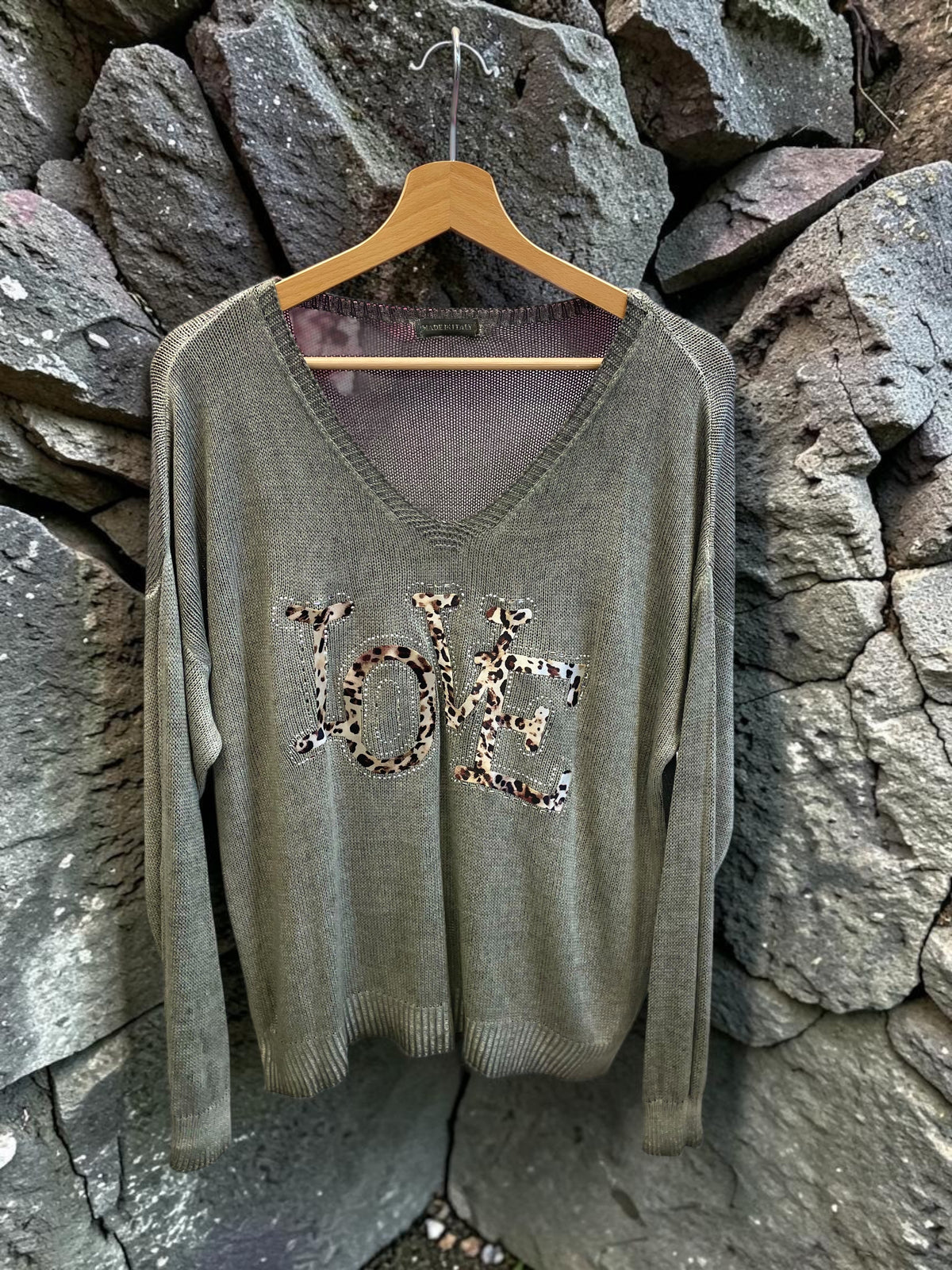 Dünner Strickpullover "Love" - Oversized