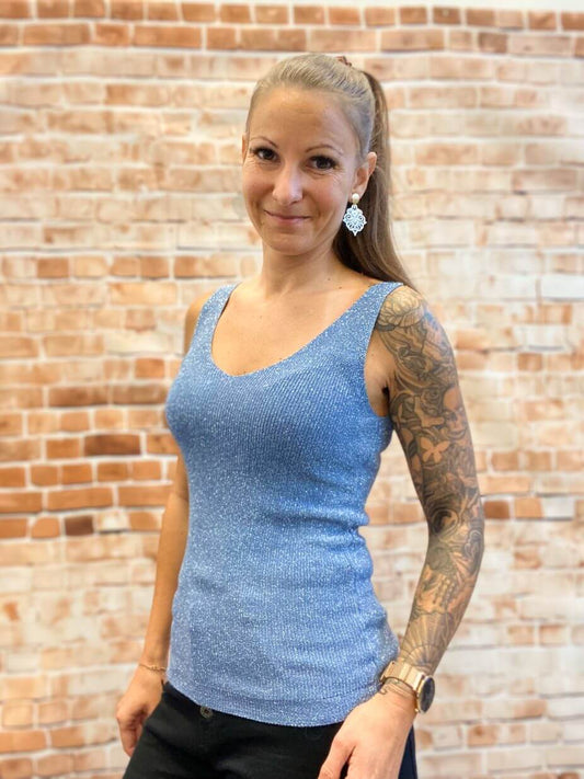 Glitter-Top mit V-Ausschnitt