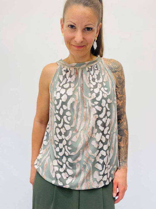 Angenehmes lockeres Neckholder Top - Olivgrün