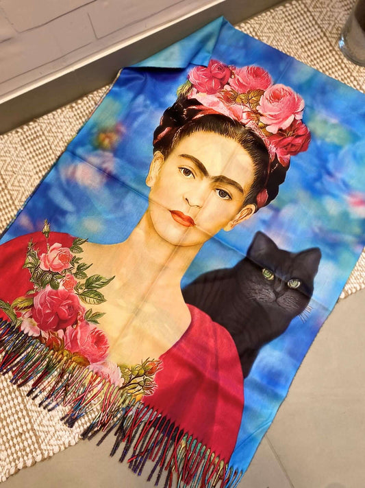 Frida Kahlo Halstuch in Blautönen