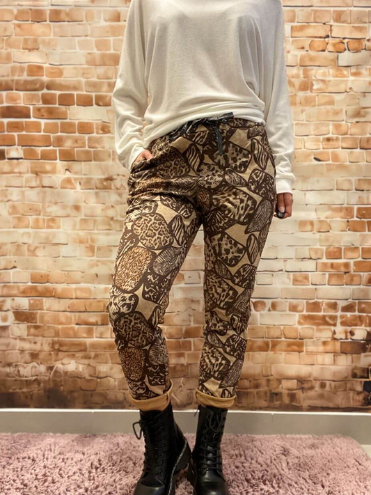 Gemusterte 7/8-Hose in Knitteroptik