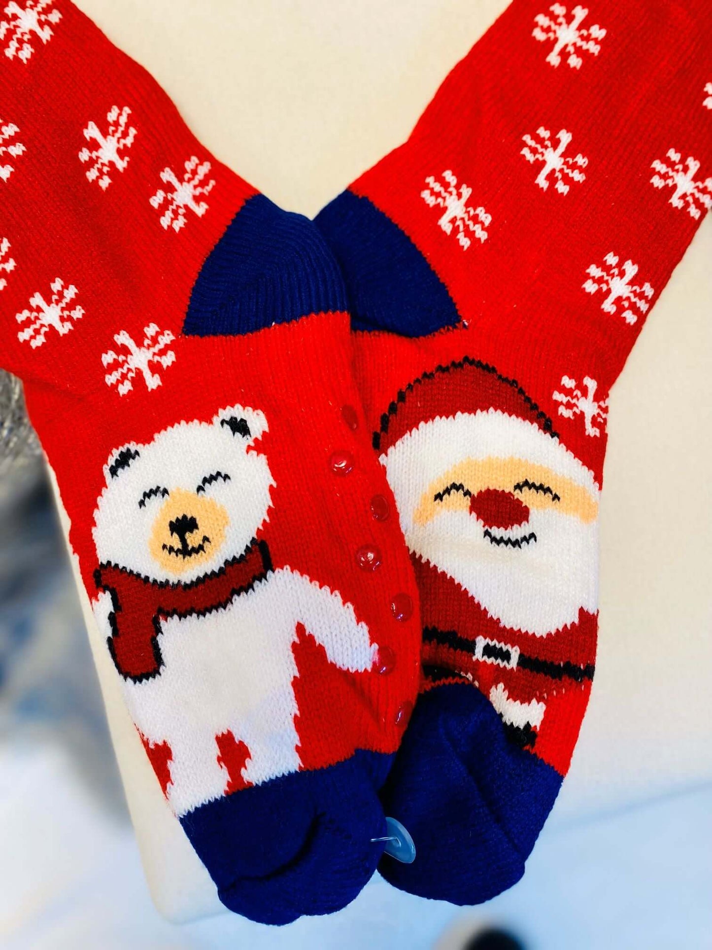 Dicke hohe gefütterte Weihnachtssocken "Anti-Rutsch"