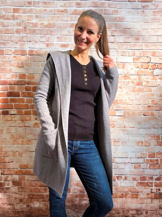 Schlichte Longweste mit Kapuze