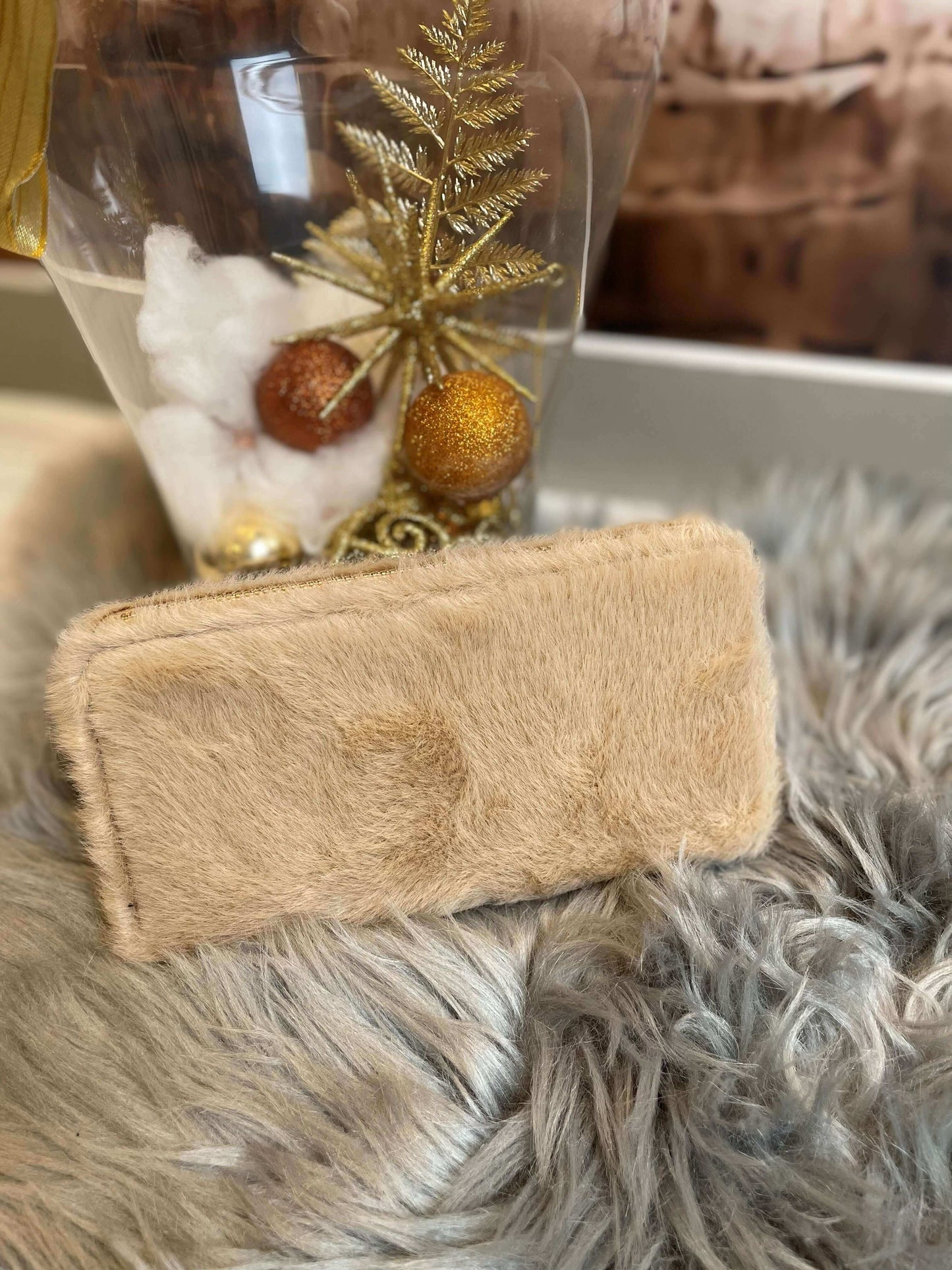 Plüsch Geldbörse mit Zipp - Einfarbig