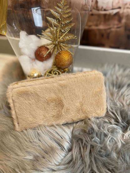 Plüsch Geldbörse mit Zipp - Einfarbig