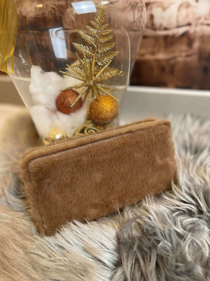 Plüsch Geldbörse mit Zipp - Einfarbig