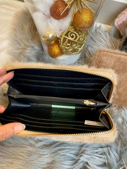 Plüsch Geldbörse mit Zipp - Einfarbig