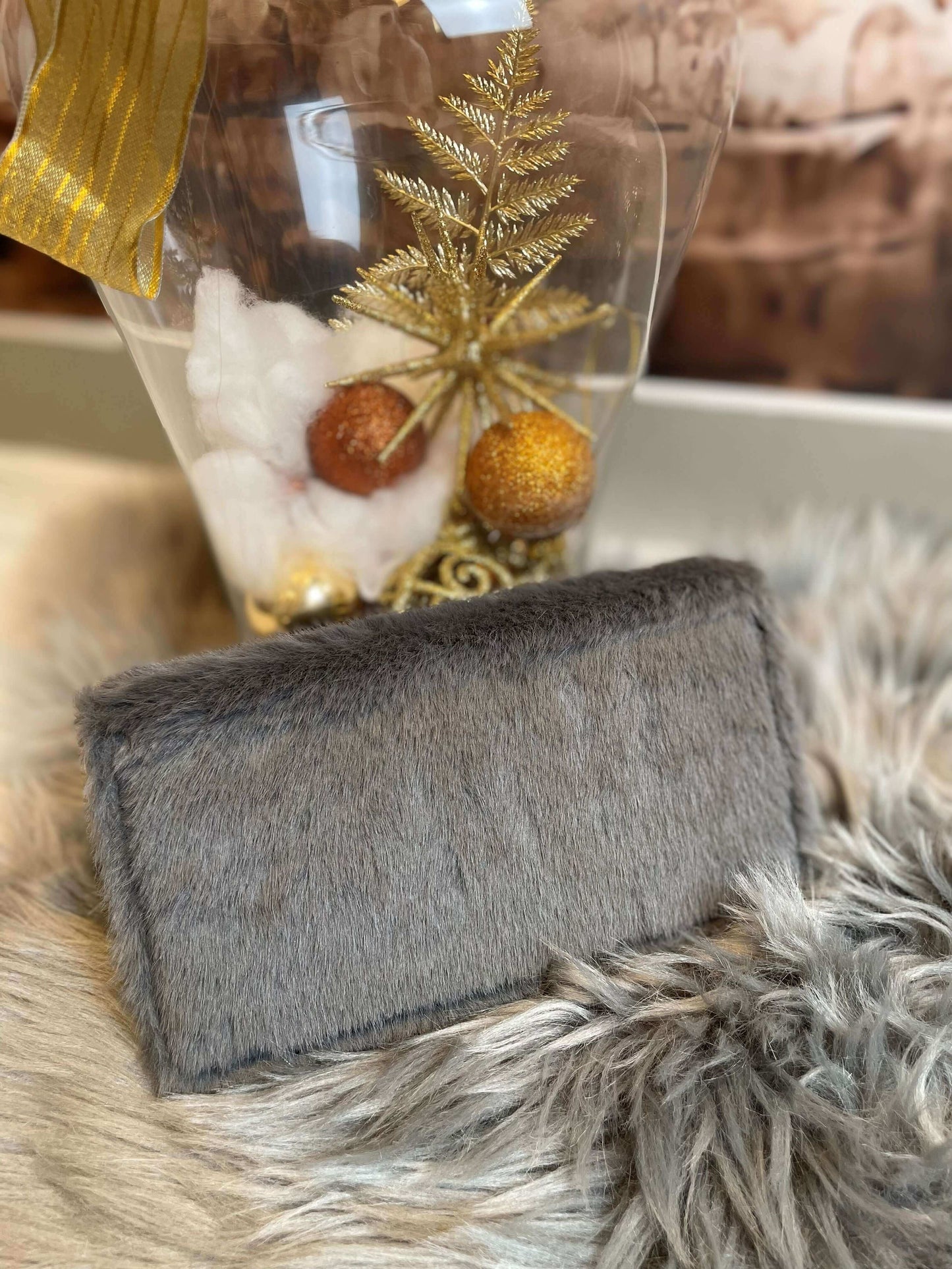 Plüsch Geldbörse mit Zipp - Einfarbig