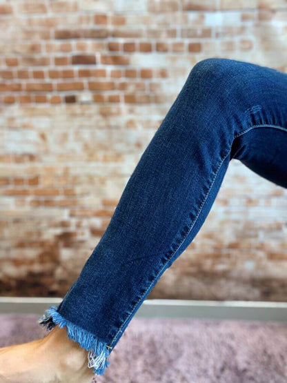 Blue Jeans mit Fransen - Slim Fit