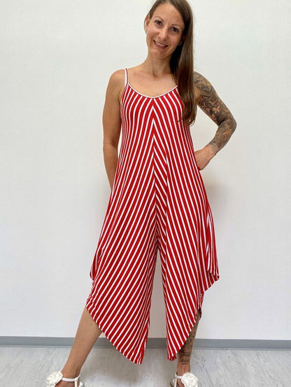 Gestreifter Jumpsuit mit Spaghettiträgern