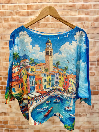 Kurzarm Netzpullis mit bunten Motiven