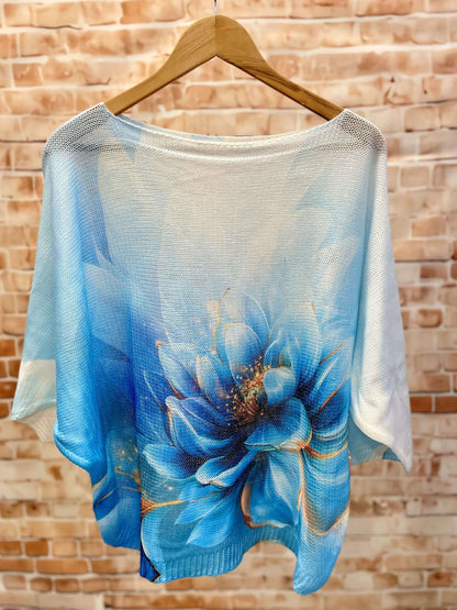 Kurzarm Netzpullis mit bunten Motiven