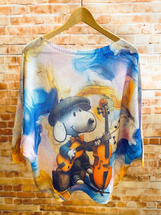 Kurzarm Netzpullis mit bunten Motiven