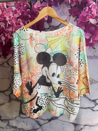 Kurzarm Netzpullis mit bunten Motiven