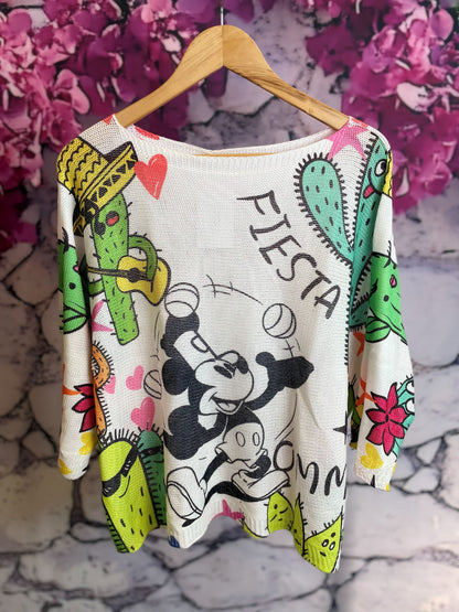 Kurzarm Netzpullis mit bunten Motiven