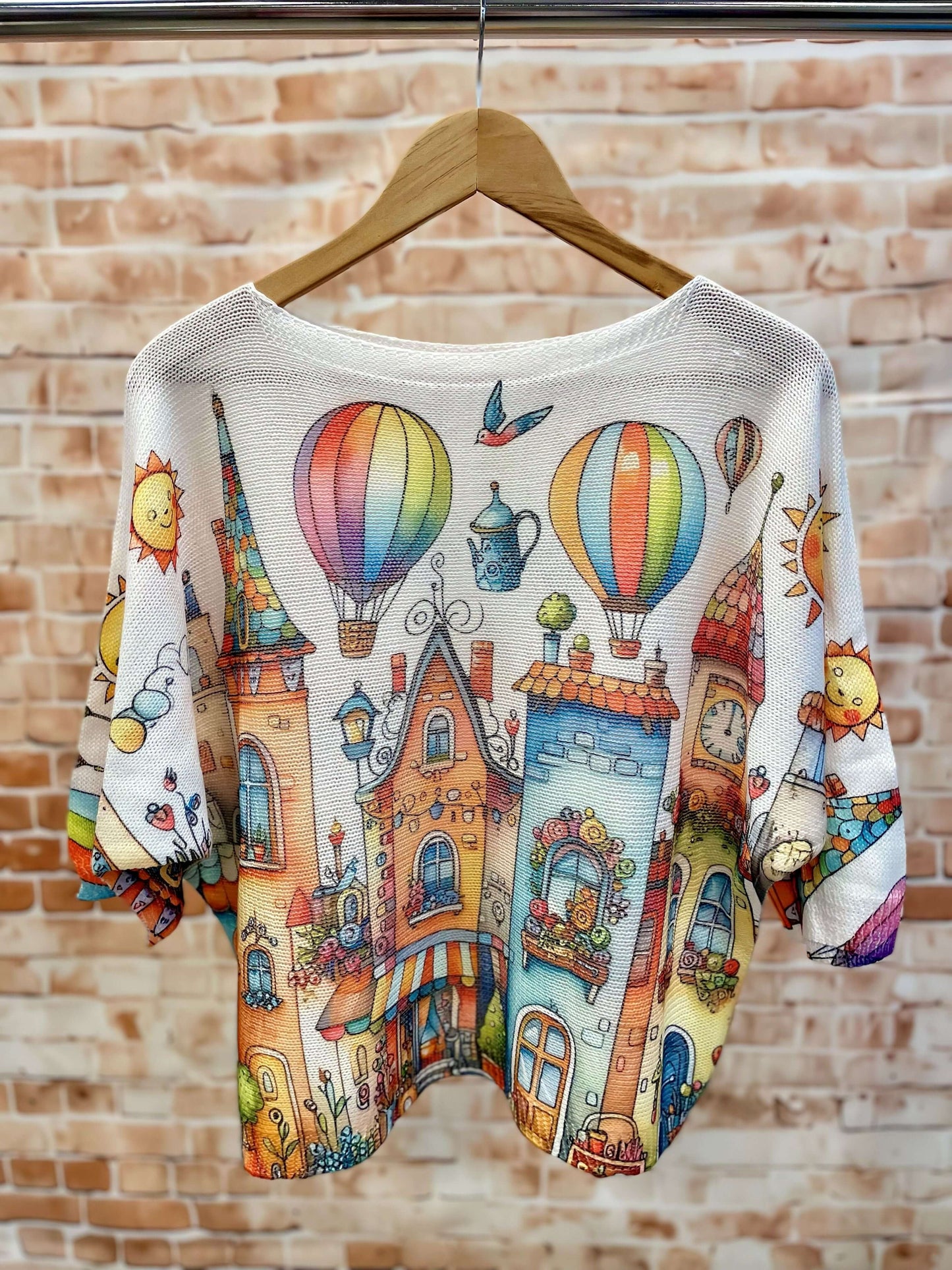 Kurzarm Netzpullis mit bunten Motiven