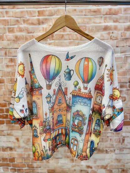 Kurzarm Netzpullis mit bunten Motiven