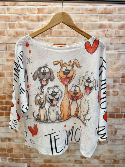 Kurzarm Netzpullis mit bunten Motiven