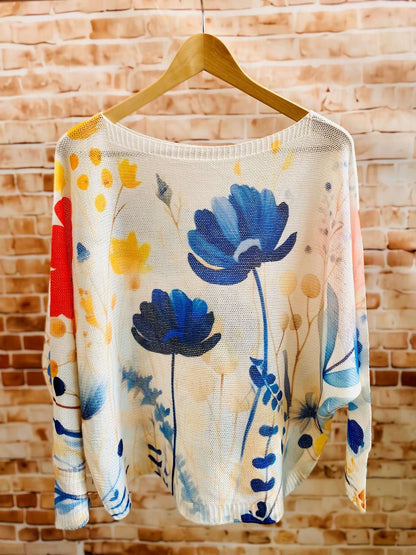 Bunte Langarm Netzshirts mit Fledermausärmeln