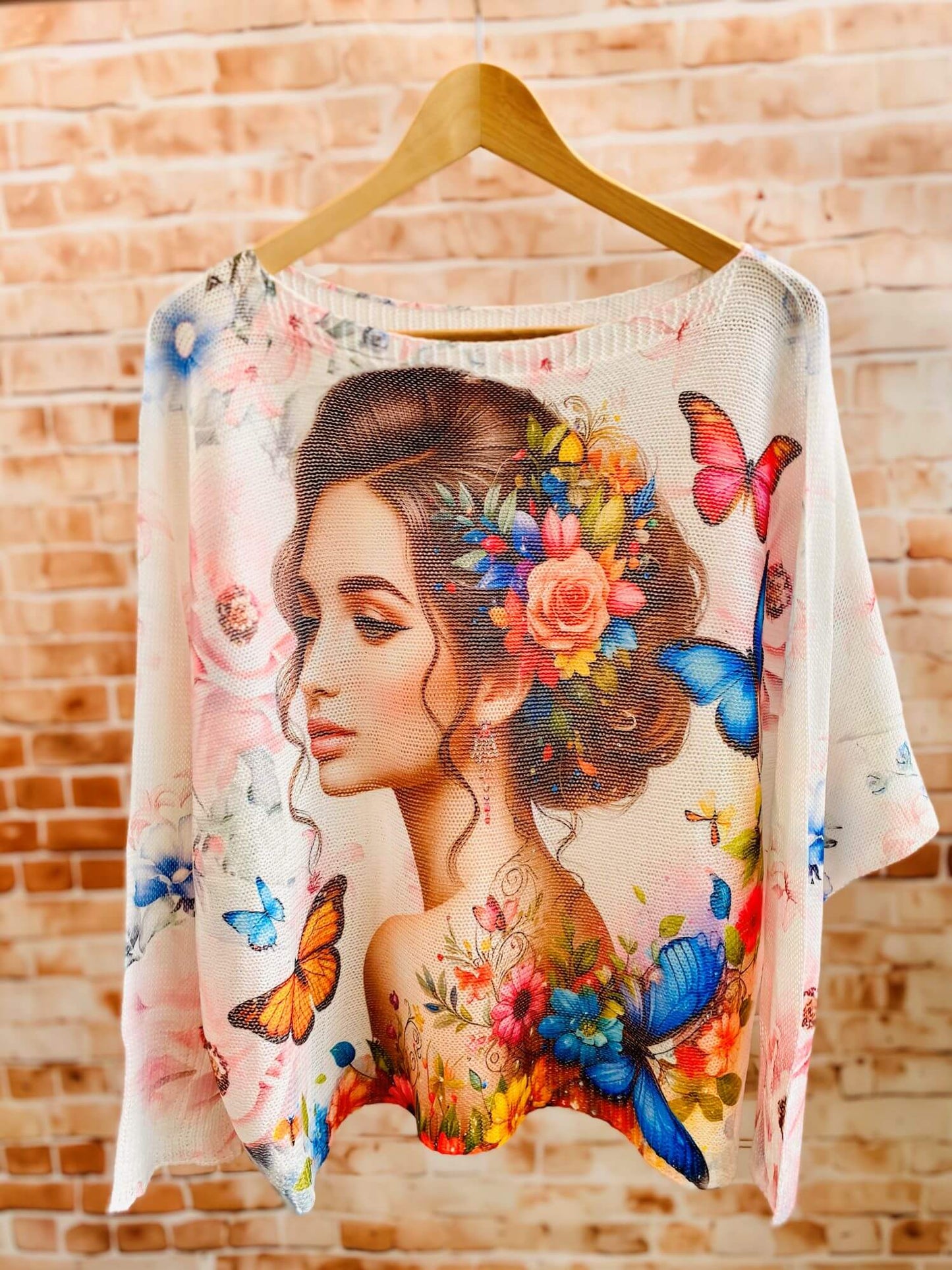 Bunte Langarm Netzshirts mit Fledermausärmeln