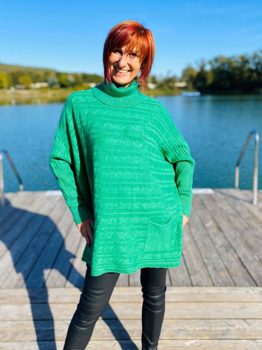 Oversize Strickpulli mit Rollkragen und Säcken