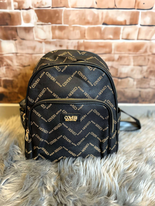 Schwarzer Damen-Rucksack mit Schriftzug (Enrico Coveri Active)