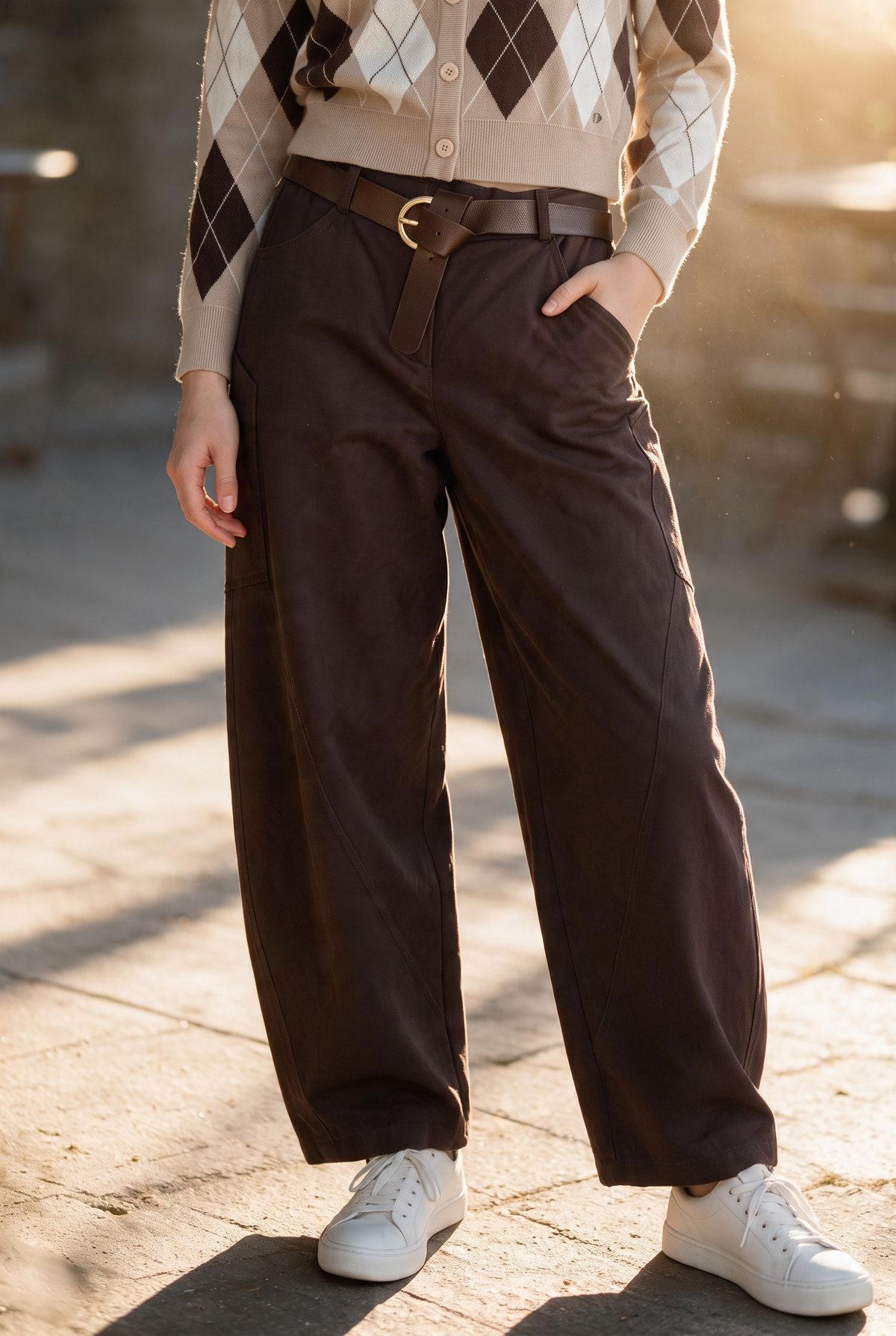 Cargo-Ballon Stoffhose in Herbstfarben