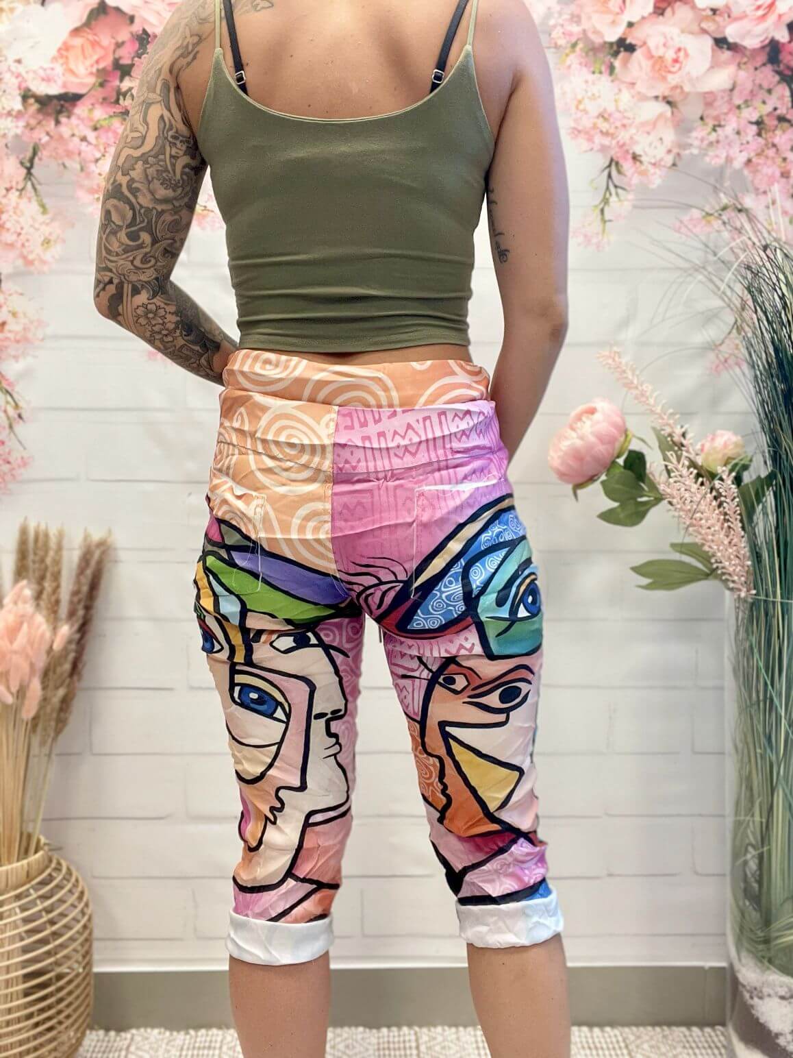 Bunte 3/4 Schlupfhose mit Augen