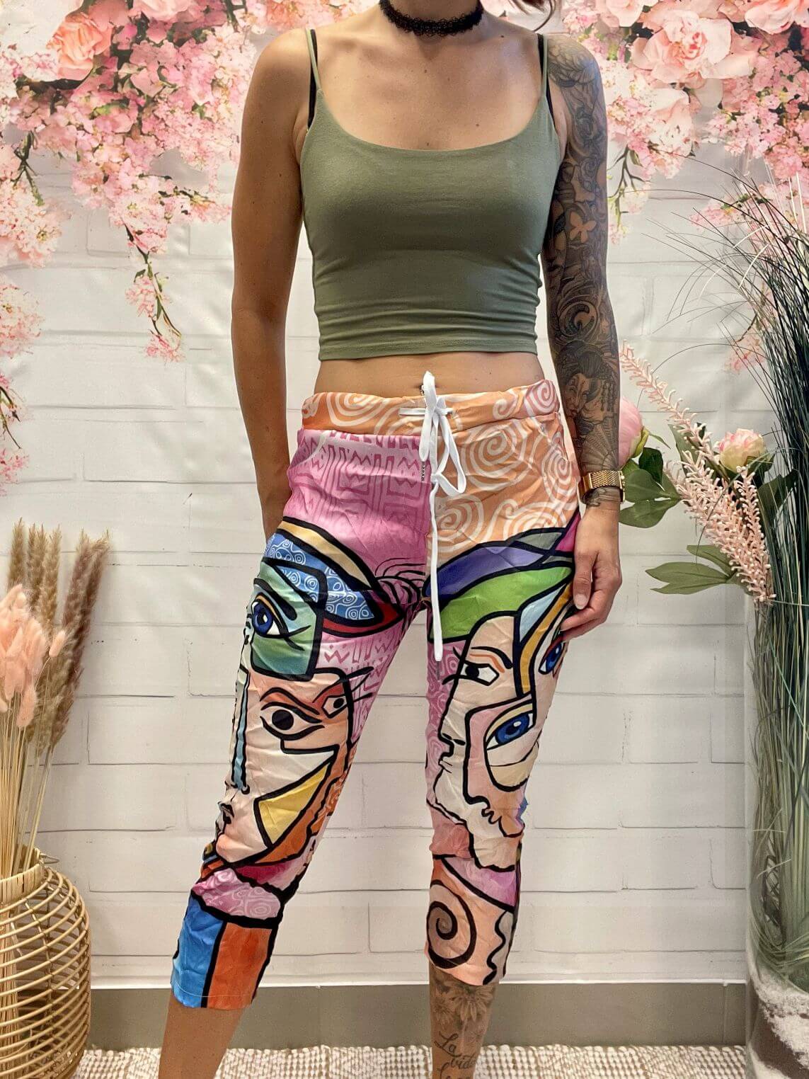 Bunte 3/4 Schlupfhose mit Augen