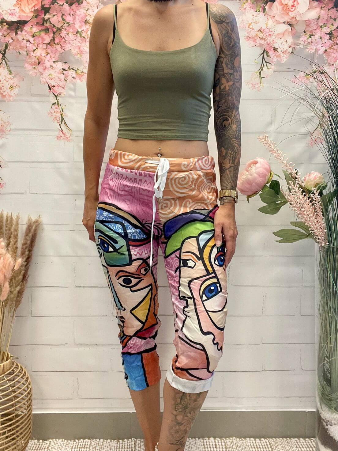 Bunte 3/4 Schlupfhose mit Augen