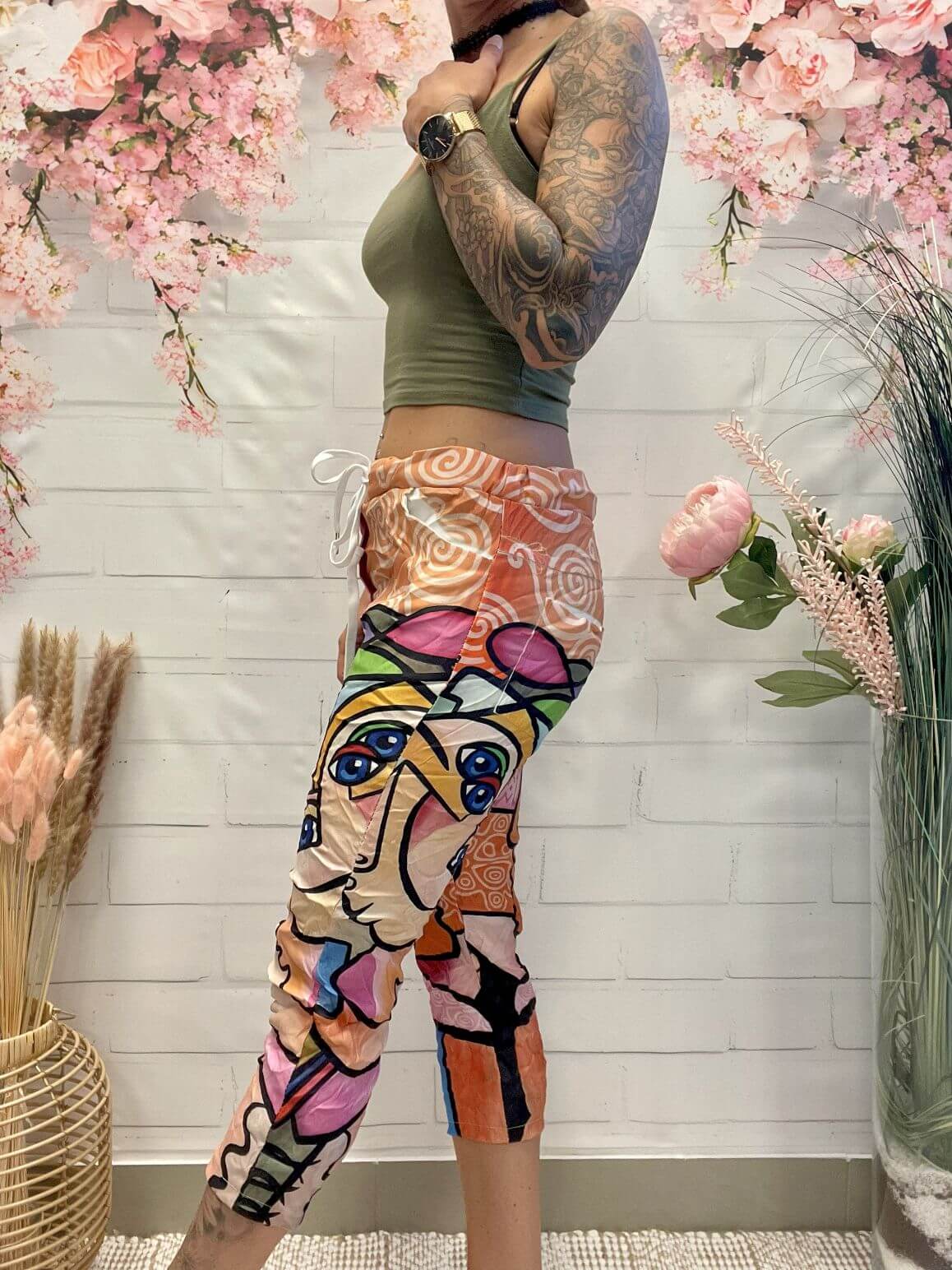 Bunte 3/4 Schlupfhose mit Augen