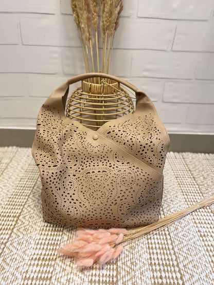 Gelochte Beuteltasche mit Innentasche - 2 in 1 Set