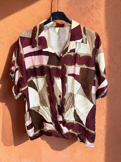 Gemusterte Oversized Hemd-Bluse