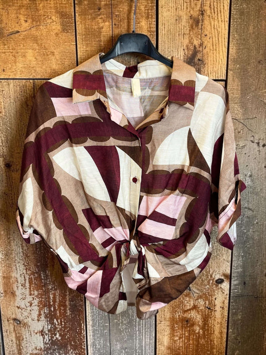 Gemusterte Oversized Hemd-Bluse
