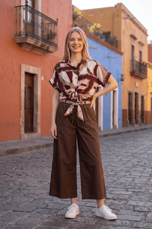 Gemusterte Oversized Hemd-Bluse