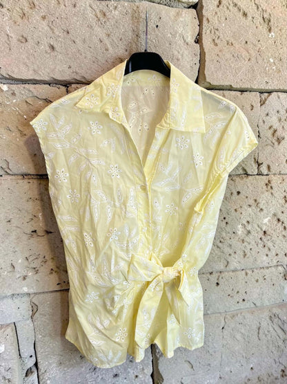 Ärmellose Bluse aus Baumwolle mit seitlicher Masche