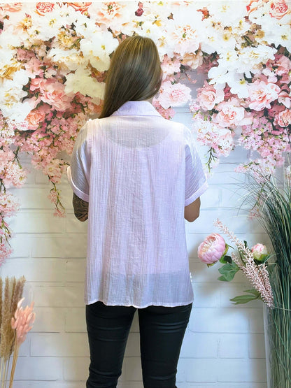 Transparente Bluse in Rosa mit Blumen