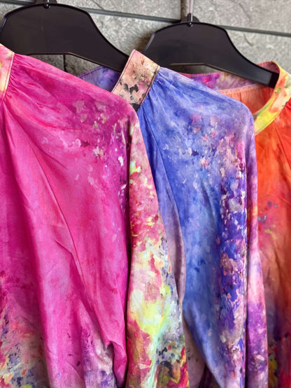 Elegante Aquarell-Bluse mit Seidenanteil