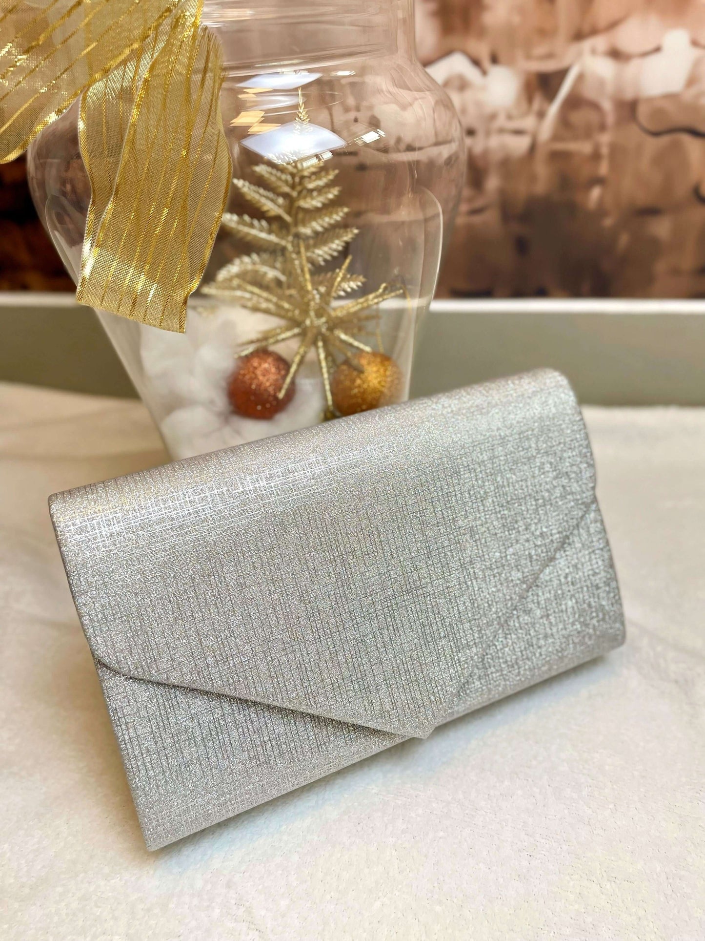 Schimmernde Clutch/Umhängetasche mit Glitzer