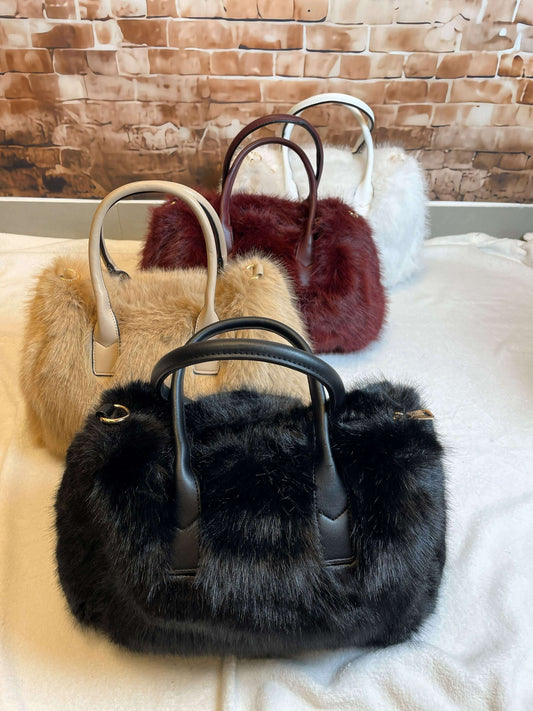 Einfarbige Plüsch/Fell Handtasche