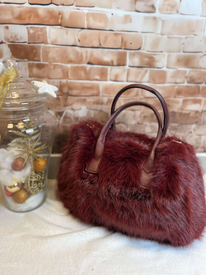Einfarbige Plüsch/Fell Handtasche