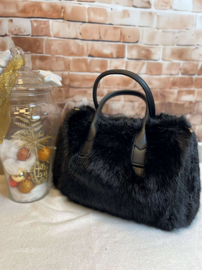 Einfarbige Plüsch/Fell Handtasche