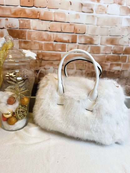 Einfarbige Plüsch/Fell Handtasche