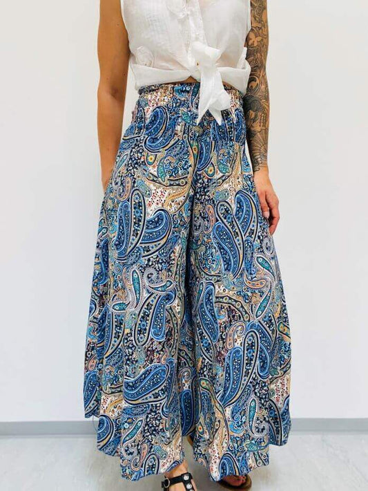 Gemusterte 7/8 Hose mit Gummibund