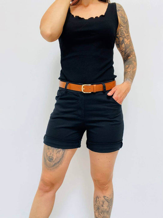 Kurze Baumwoll-Short mit Zippverschluss