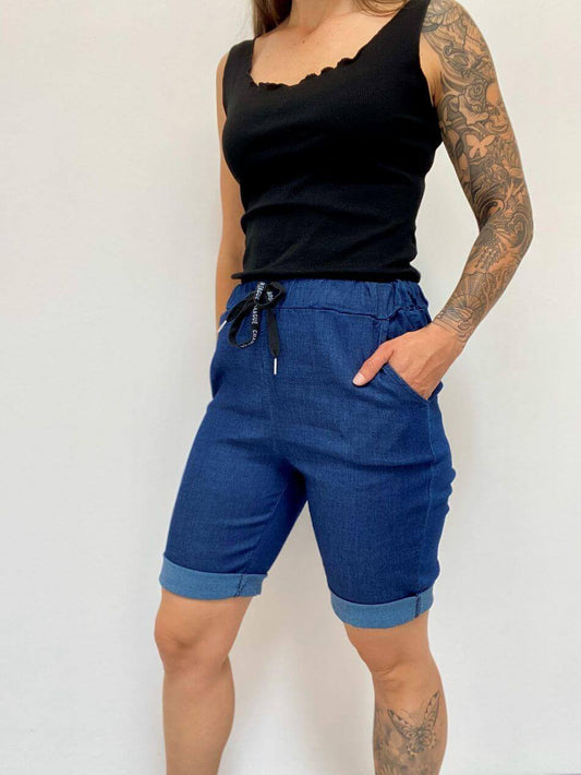 Kurze dünne Schlupfhose in Jeansoptik (S-L)