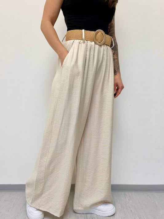 Dünne lange Hose mit breitem Bein