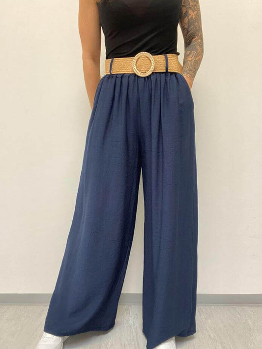 Dünne lange Hose mit breitem Bein