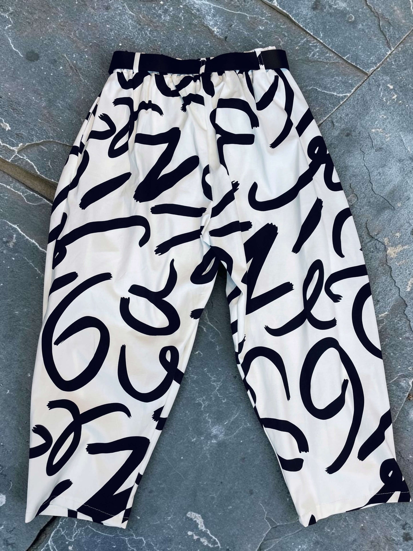 Ballon 7/8-Stoffhose mit Wickelverschluss - Weiß/Schwarz